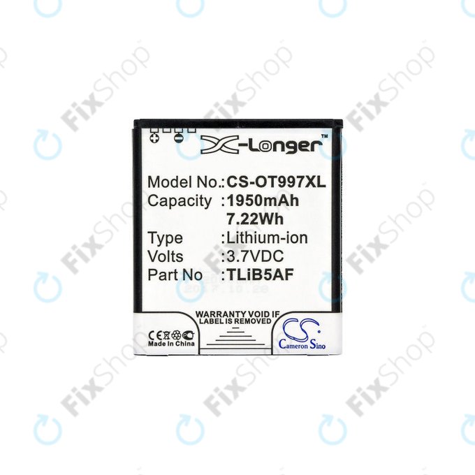 Akkumulátor Alcatel One Touch 997, X Pop, TCL S710, S800, 1950mAh, Li-Ion, 3.7V, TLiB5AF, HQ