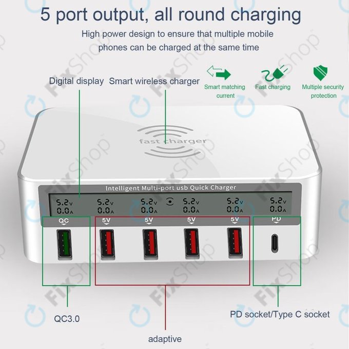 WLX-818F Szerviz töltőállomás USB 3.0-val és USB-C-vel