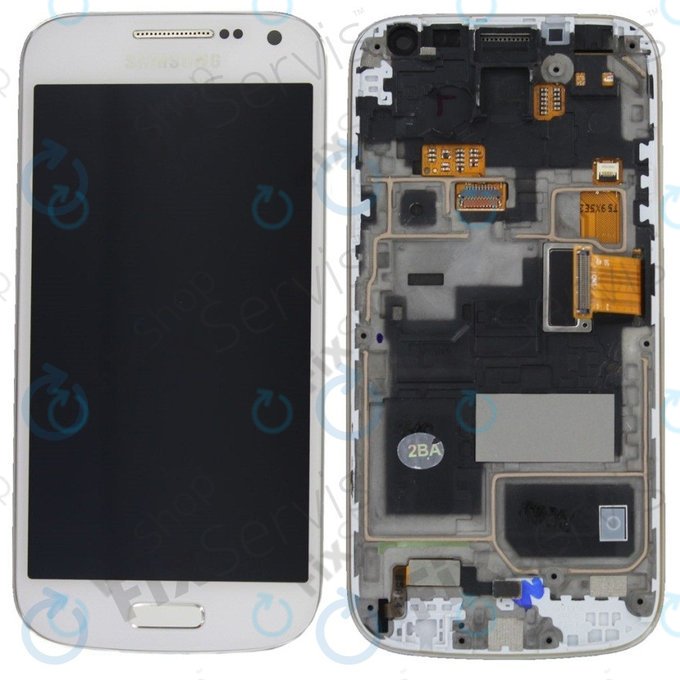 Samsung Galaxy S4 Mini Value I915i - LCD Kijelző + Érintőüveg + Keret (White Frost) - GH97-16992B Genuine Service Pack