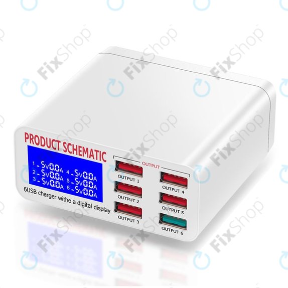Product Schematic 896 - USB Töltőállomás  (1x USB 3.0+ 5x USB 2.0)