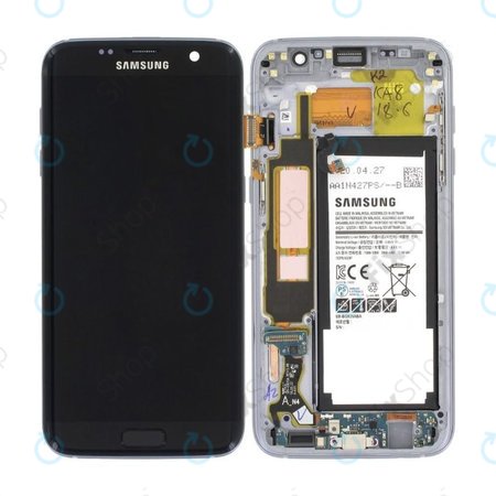 Samsung Galaxy S7 Edge G935F - LCD Kijelző + Érintőüveg + Keret + Akkumulátor (Black) - GH82-13359A Genuine Service Pack