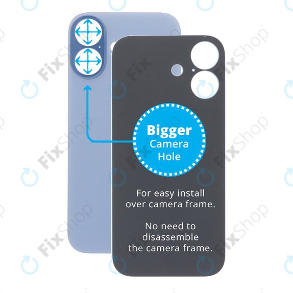 Apple iPhone 17 - Hátsó Ház Üveg Nagyobb Kamera Nyílással (Mist Blue)