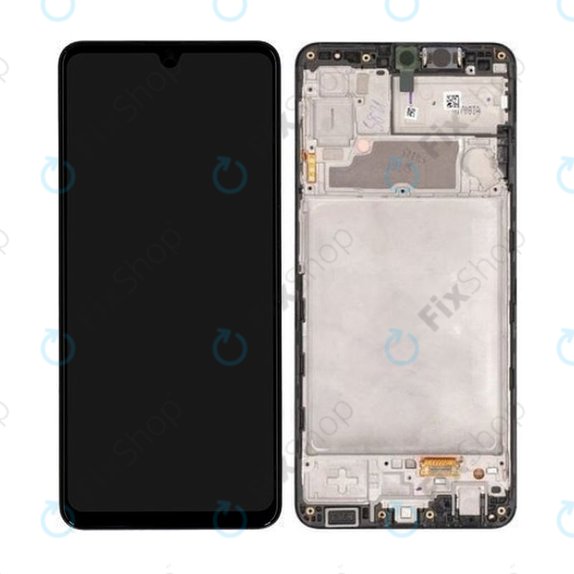 Samsung Galaxy A22 A225F - LCD Kijelző + Érintőüveg + Keret (Black) - GH82-25944A, GH82-26047A Genuine Service Pack