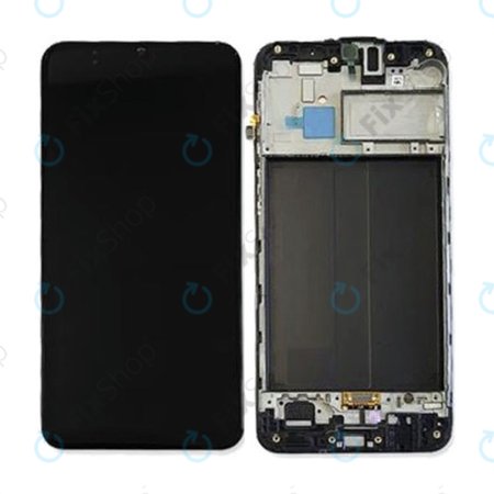 Samsung Galaxy M30 M305F - LCD Kijelző + Érintőüveg + Keret (Black) - GH82-19347A, GH82-20624A Genuine Service Pack