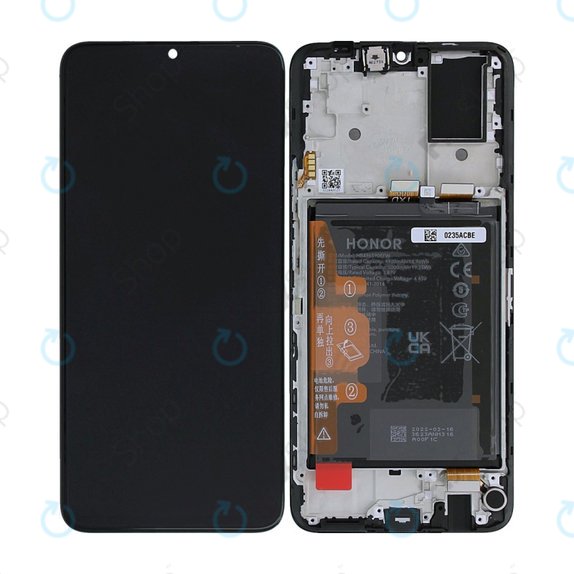 Honor X7 CMA-LX2 - LCD Kijelző + Érintőüveg + Keret + Akkumulátor (Black) - 0235ACBE Genuine Service Pack