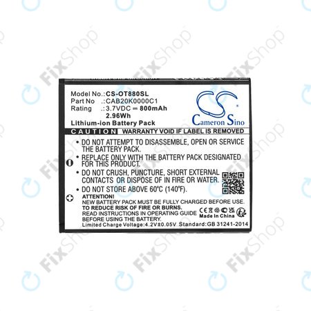 Akkumulátor Alcatel Onetouch, 800mAh, Li-ion, 3.7V, BTR510AB, HQ