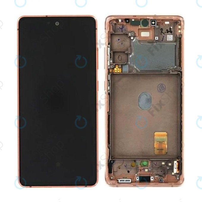 Samsung Galaxy S20 FE G780F - LCD Kijelző + Érintőüveg + Keret (Cloud Orange) - GH82-24219F, GH82-31328F, GH82-31329F, GH82-24220F Genuine Service Pack
