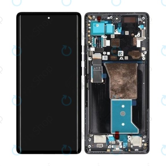 Motorola Edge 40 Pro - LCD Kijelző + Érintőüveg + Keret (Interstellar Black) - 5D68C21986 Genuine Service Pack