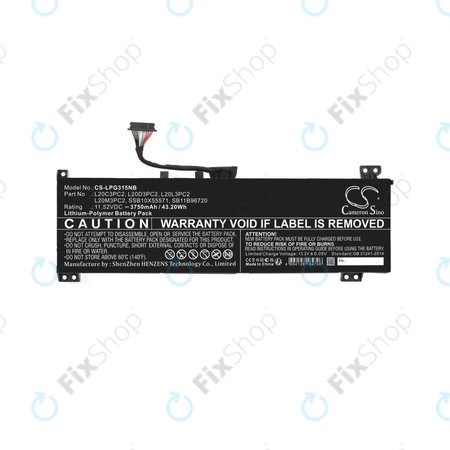 Akkumulátor Lenovo IdeaPad Gaming 3, 3750mAh, Li-Pol, 11.52V, L20C3PC2, HQ