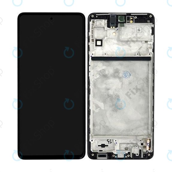 Samsung Galaxy M53 5G M536B - LCD Kijelző + Érintőüveg + Keret (Black) TFT