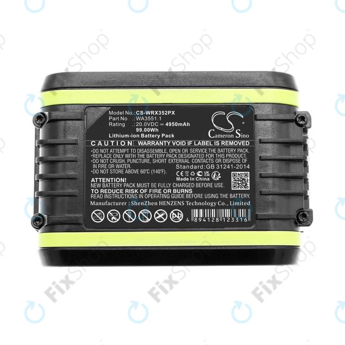 Akkumulátor Worx WX800.9 MAX, WX-JCR.9, 4950mAh, Li-Ion, 20V, WA3551.1, HQ
