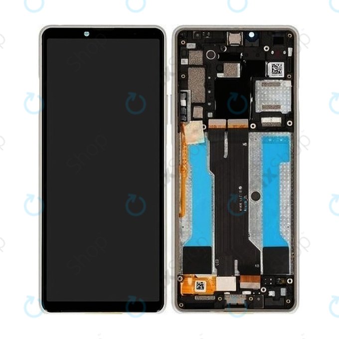 Sony Xperia 10 III - LCD Kijelző + Érintőüveg + Keret (White) - A5034093A Genuine Service Pack