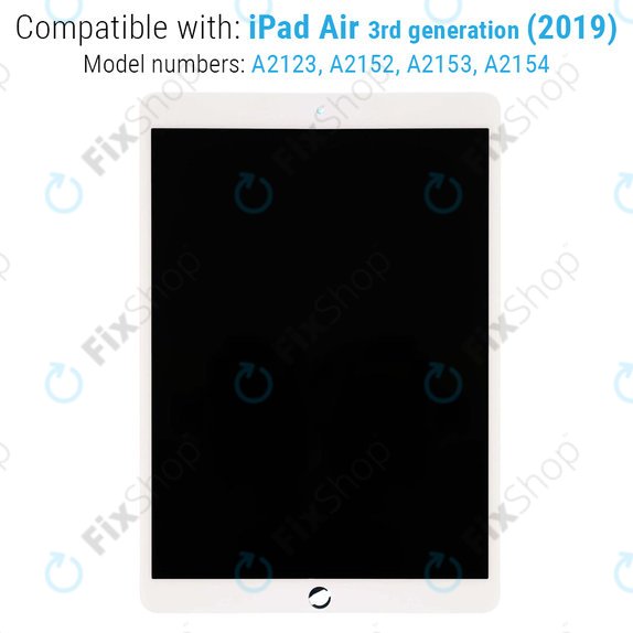 LCD Kijelző iPad Air (3rd Gen 2019), White, Érintőüveg keret nélkül, Refurbished