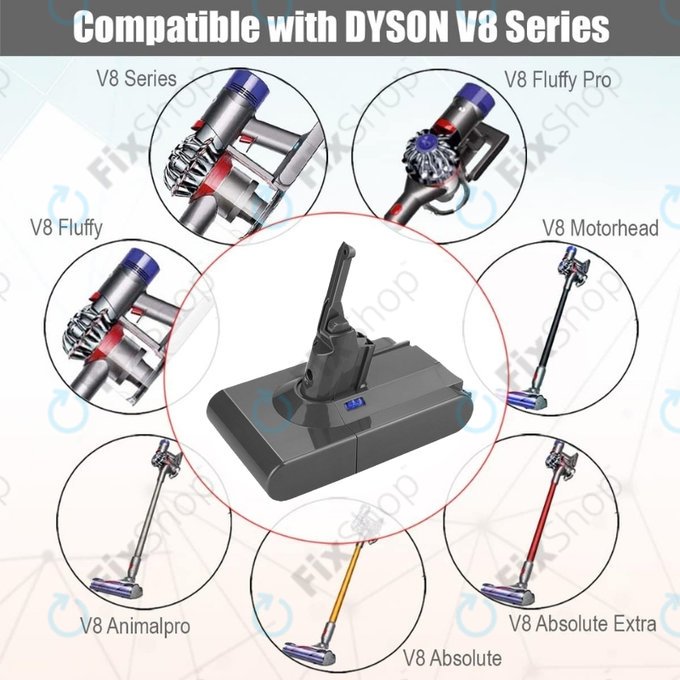 Dyson V8 - Akkumulátor 215681, PM8-US-HFB1497A Li-Ion 21.6V 3000mAh