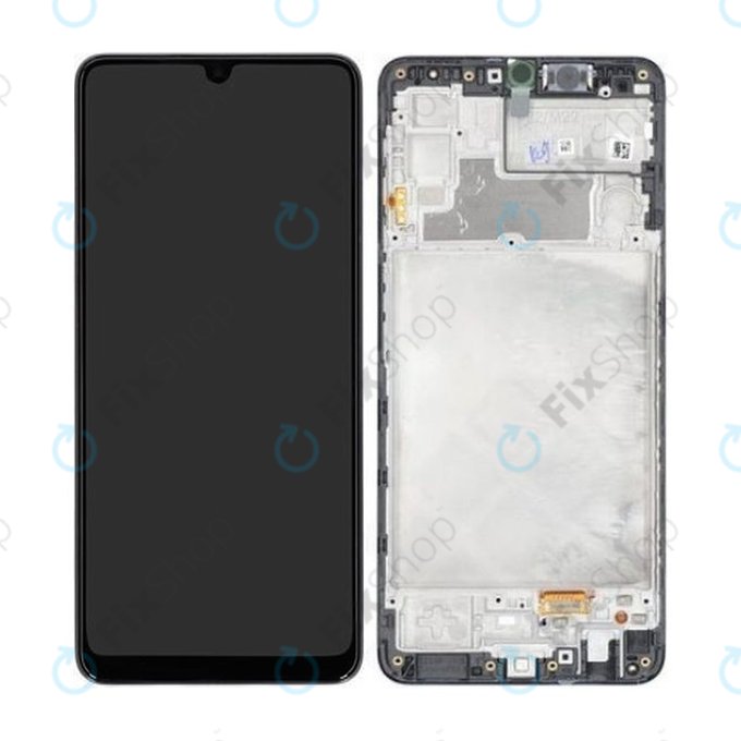 Samsung Galaxy M22 M225F - LCD Kijelző + Érintőüveg + Keret (Black) - GH82-26153A, GH82-26866A Genuine Service Pack