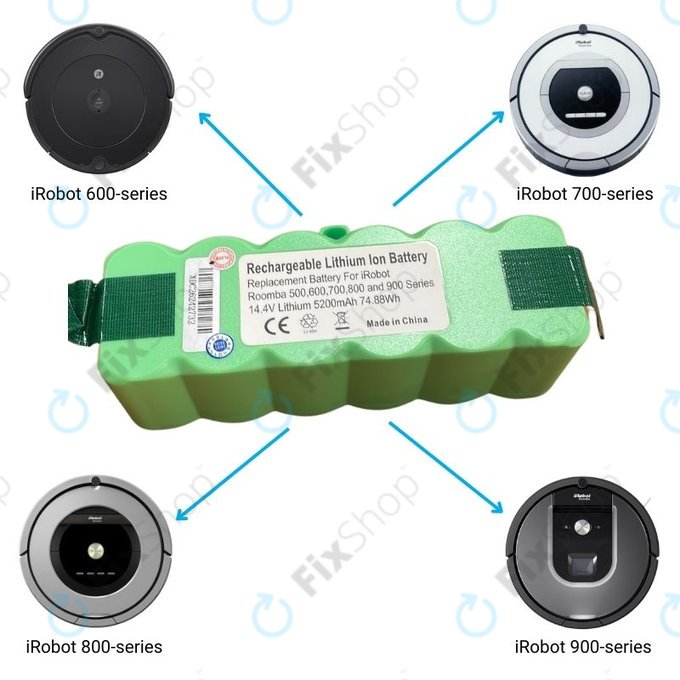 iRobot Roomba 600, 700, 800, 900-series - Akkumulátor 2130LI, 4502233, 4374392 Li-Ion 14.4V 5200mAh