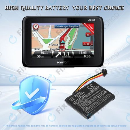 Akkumulátor TomTom GO 1000 Live, 1005, 2050, 1000mAh, Li-Ion, 3.7V, AHL03711018, HQ