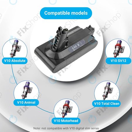 Dyson V10 - Akkumulátor 969352-02, SV12, 206340 Li-Ion 25.2V 2500mAh HQ