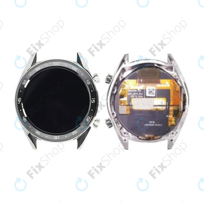 Huawei Watch GT Sport Fortuna B19S - LCD Kijelző + Érintőüveg + Keret (Silver) - 02352GXS Genuine Service Pack