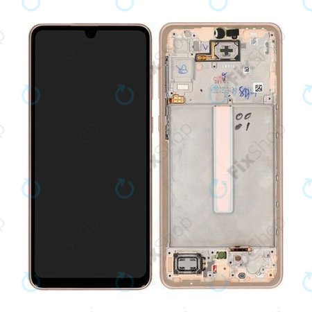 Samsung Galaxy A33 5G A336B - LCD Kijelző + Érintőüveg + Keret (Awesome Peach) - GH82-28143D, GH82-28144D Genuine Service Pack