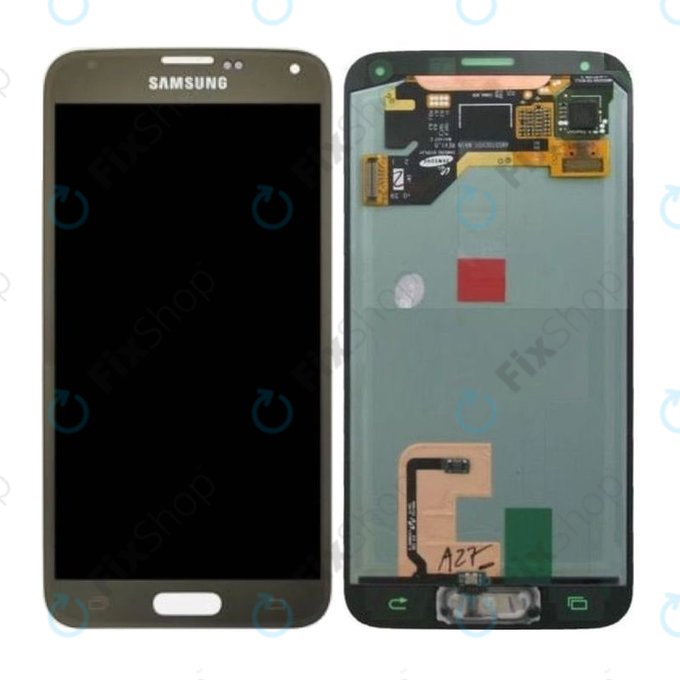Samsung Galaxy S5 G900F - LCD Kijelző + Érintőüveg (Copper Gold) - GH97-15959D, GH97-15734D Genuine Service Pack