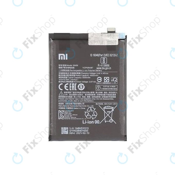 Xiaomi Redmi Note 10, Note 10S M2101K7BG M2101K7BI - Akkumulátor BN59 5000mAh - 46020000645Z Genuine Service Pack