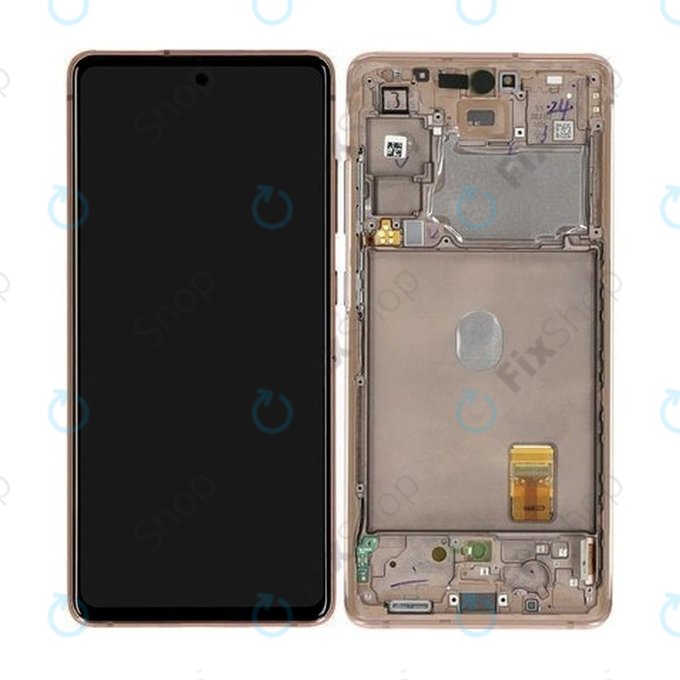 Samsung Galaxy S20 FE 5G G781B - LCD Kijelző + Érintőüveg + Keret (Cloud Orange) - GH82-24214F, GH82-24215F, GH82-29056F Genuine Service Pack