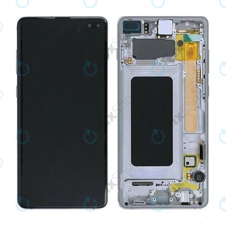 Samsung Galaxy S10 Plus G975F - LCD Kijelző + Érintőüveg + Keret (Prism Black) TFT