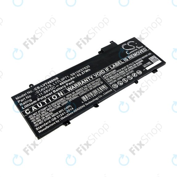 Akkumulátor Lenovo ThinkPad T480S, 4600mAh, Li-Pol, 11.58V, 01AV478, HQ