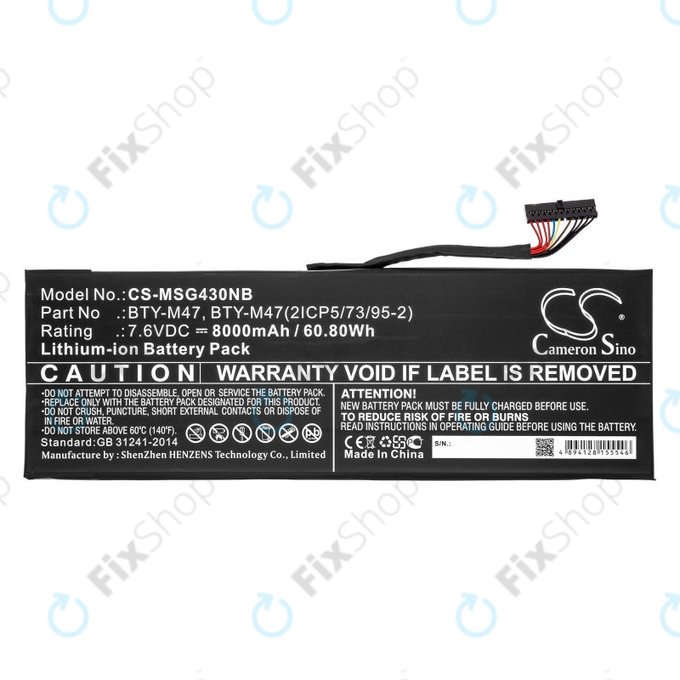 Akkumulátor MSI GS40, GS43, MS14, 8000mAh, Li-Ion, 7.6V, BTY-M47, HQ