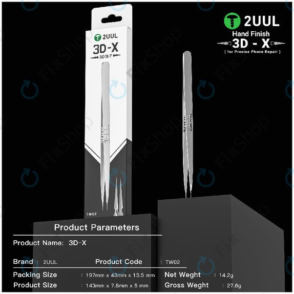 Precíziós csipesz, 3D-X kézi megmunkálású, 2UUL TW02