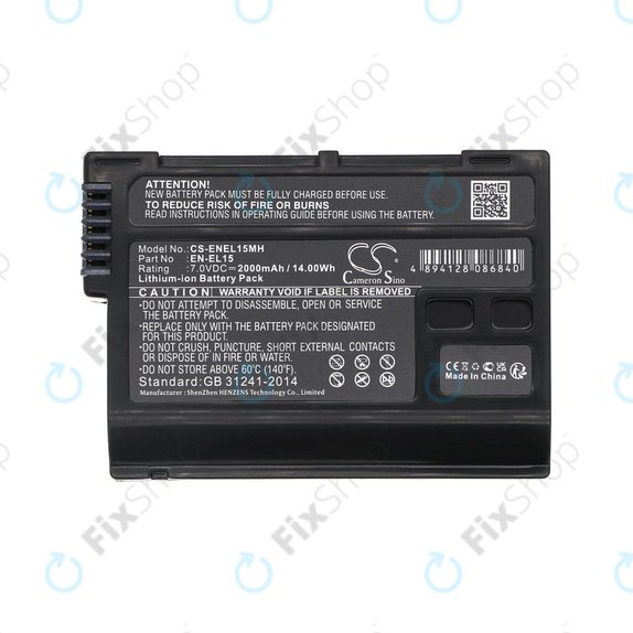 Akkumulátor Nikon D7000, D500, D600, D7200, D7500, Z5, Z6, EN-EL15, Li-ion, 7V, 2000mAh, HQ