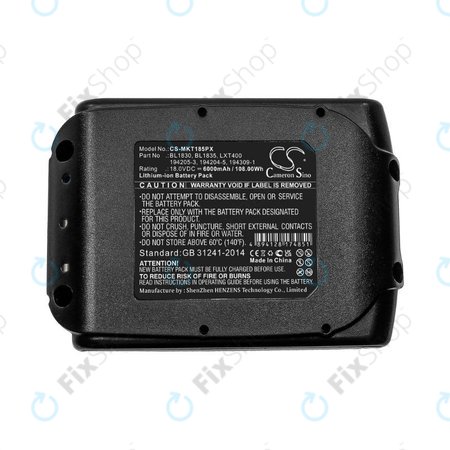 Makita 18V - Akkumulátor BL1830, BL1835, LXT400,194205-3, 194204-5, 194309-1 Li-Ion 18.0V 6000mAh HQ
