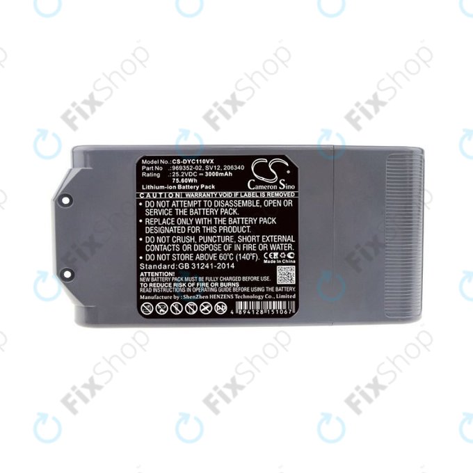 Dyson V10 - Akkumulátor 969352-02, SV12, 206340 Li-Ion 25.2V 3000mAh HQ