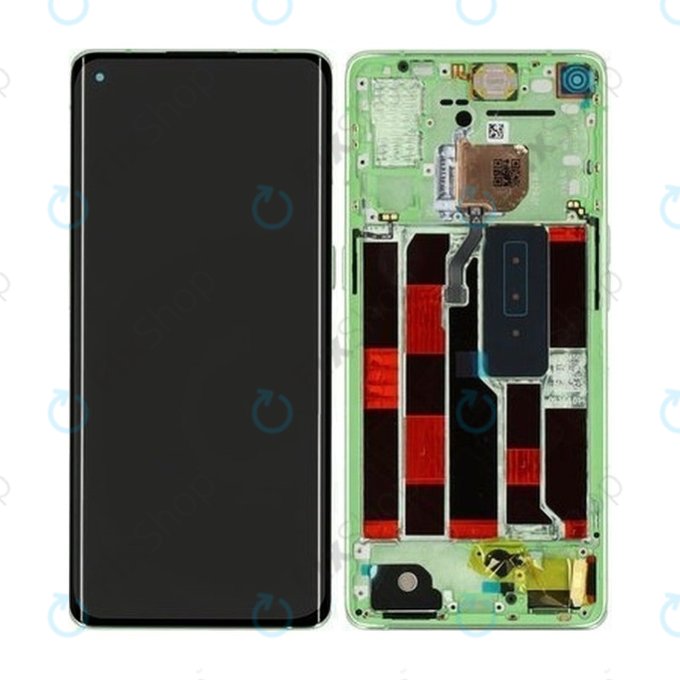 Oppo Reno 4 Pro - LCD Kijelző + Érintőüveg + Keret (Green Glitter) - 4905501 Genuine Service Pack
