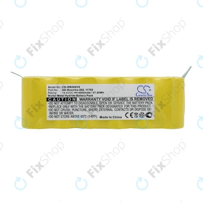 iRobot Roomba 500, 600, 700, 800, 900-series, R3, Scooba 450, Vileda 137173 - Akkumulátor 11702, GD-Roomba-500, VAC-500NMH-33 Ni-MH 14.4V 4000mAh HQ