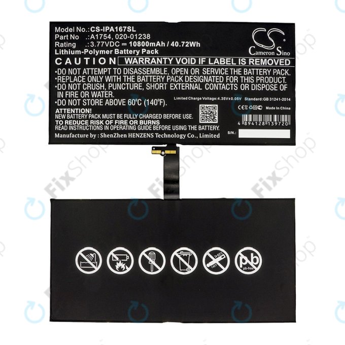 Apple iPad Pro 12.9 (2nd Gen 2017) - Akkumulátor A1754, 020-01238 10800mAH HQ