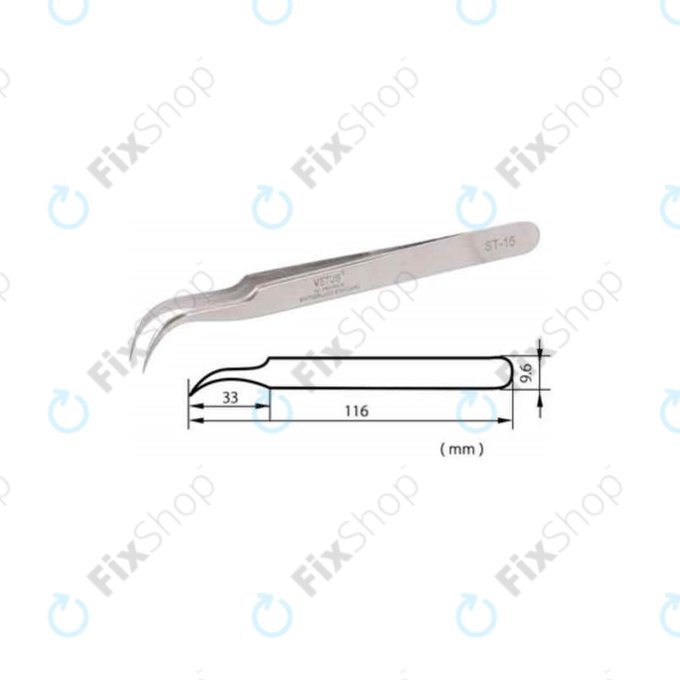 Vetus ST-15 - Profi Fém Csipesz - Hajlított Hegyű (120mm)
