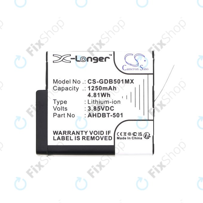 Akkumulátor Gopro Hero 8, Hero 6, 1250mAh, Li-Ion, 3.85V, AHDBT-501, HQ