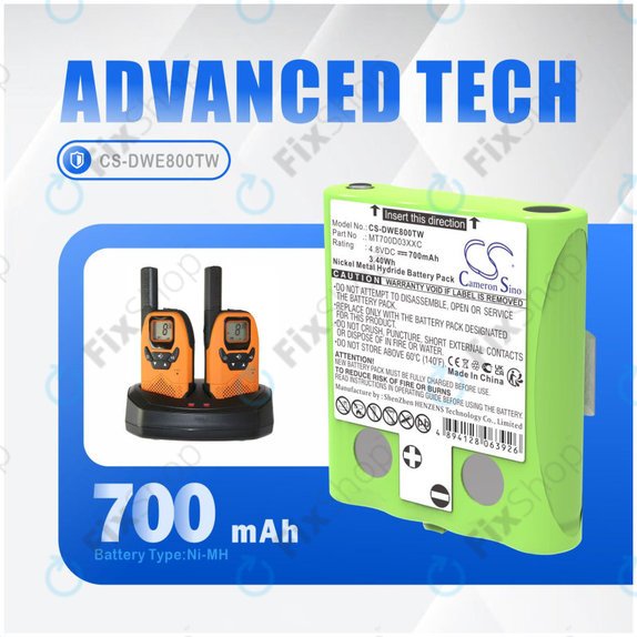 Akkumulátor Detewe Outdoor Pmr a Simvalley, 700mAh, Ni-MH, 4.8V, MT700D03XXC, HQ