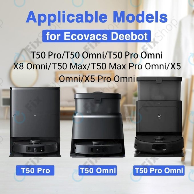 Ecovacs Deebot T50 Omni, T50 Pro Omni, X8 Omni, T50 Max, T50 Max Pro Omni, X5 Omni, X5 Pro Omni - Oldalkefe