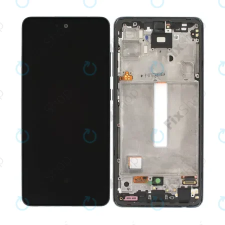 Samsung Galaxy A52 A525F, A526B - LCD Kijelző + Érintőüveg + Keret (Awesome Black) - GH82-25524A GH82-25526A, GH82-25754A, GH82-25602A Genuine Service Pack