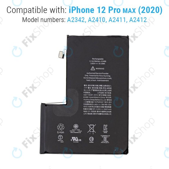 Akkumulátor iPhone 12 Pro Max, 3687mAh