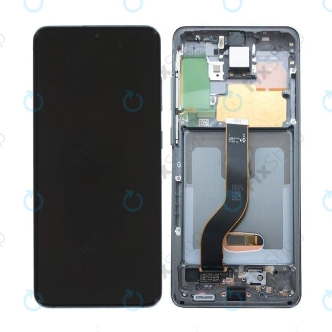 Samsung Galaxy S20 G980F - LCD Kijelző + Érintőüveg + Keret (Cosmic Gray) - GH82-22131A, GH82-22123A, GH82-31433A Genuine Service Pack