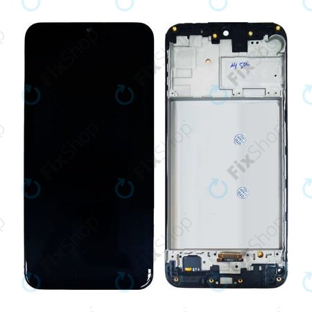 Samsung Galaxy M21 M215F - LCD Kijelző + Érintőüveg + Keret (Black) OLED