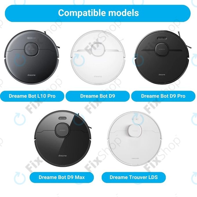 Pótalkatrész készlet Xiaomi Dreame Bot L10 Pro, D9, D9 Pro, D9 Max, Trouver LDS robotporszívóhoz (1x Főkefe, 2x Szűrők, 2x Oldalkefék, 2x Felmosókendők)