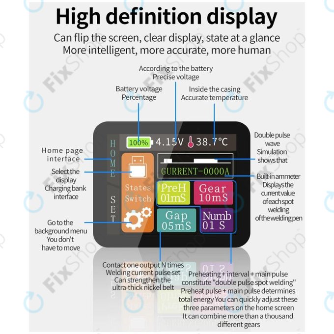 Docreate SW - Hordozható Állítható Ponthegesztőgép (5000mAh)