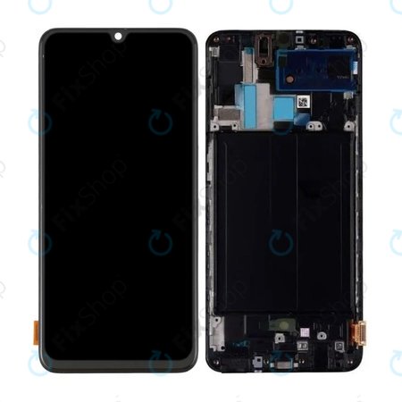 Samsung Galaxy A70 A705F - LCD Kijelző + Érintőüveg + Keret (Black) OLED