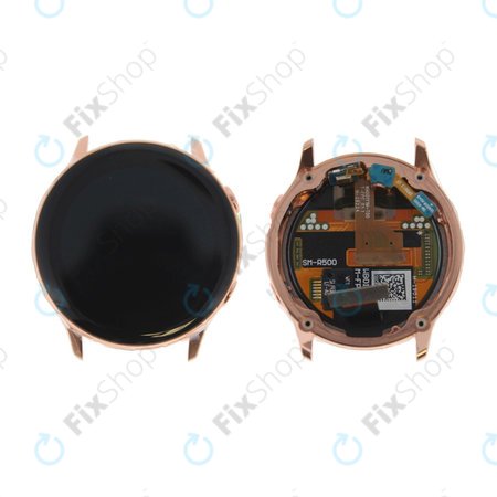 Samsung Galaxy Watch Active R500 - LCD Kijelző + Érintőüveg + Keret (Gold) - GH82-18797D Genuine Service Pack