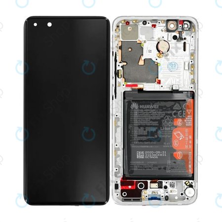 Huawei P40 Pro Plus - LCD Kijelző + Érintőüveg + Keret + Akkumulátor (White Ceramic) - 02353RBJ Genuine Service Pack